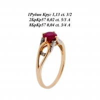 Кольцо из желтого золота с рубином и бриллиантами С1121-9261_4510 