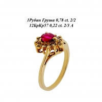 Кольцо из желтого золота с рубином и бриллиантами С1121-5831_3448 