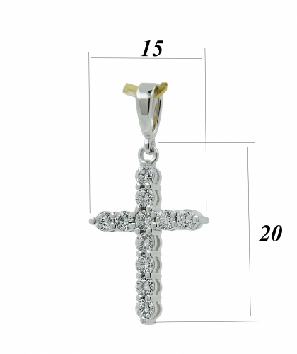Подвеска Крест из белого золота с бриллиантами 04234-2,25_00509 